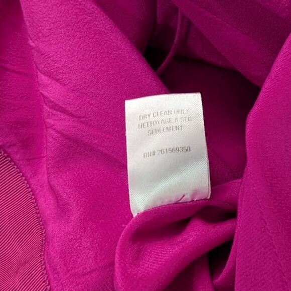 Marchesa Draped Off The Shoulder Crepe Midi Dress Floral Applique Pink Size 10 - Picture 7 of 10